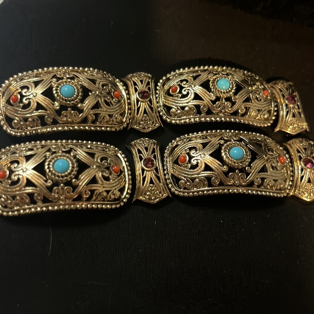 R.J. Graziano Stretch GoldTone Cabachon Bracelets. 2 broken, 2 stretched out. - Picture 3 of 9